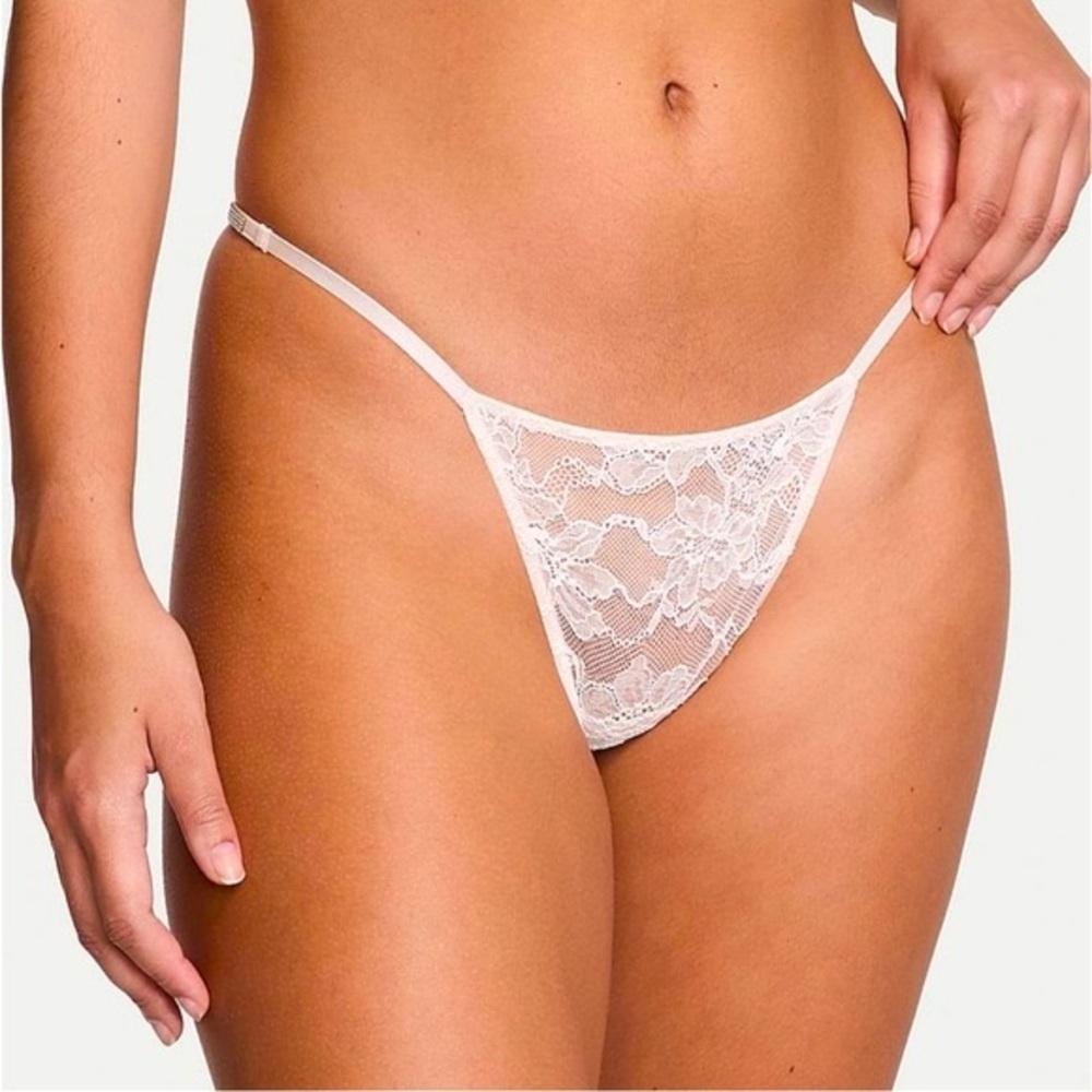 Victoria’s Secret White Shine Strap Lace V-String Panty